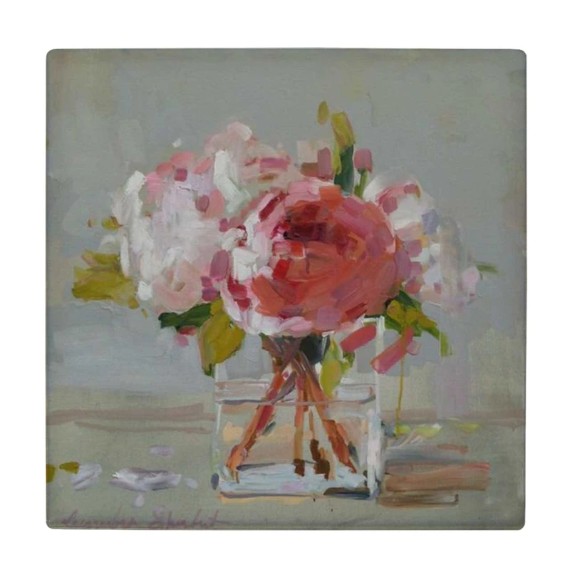 زیر لیوانی  طرح نقاشی گلدان گل کد    6086866_5106