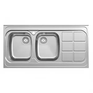 سینک ظرفشویی استیل روکار دو لگنه پلی استیل مدل پارما کد 125