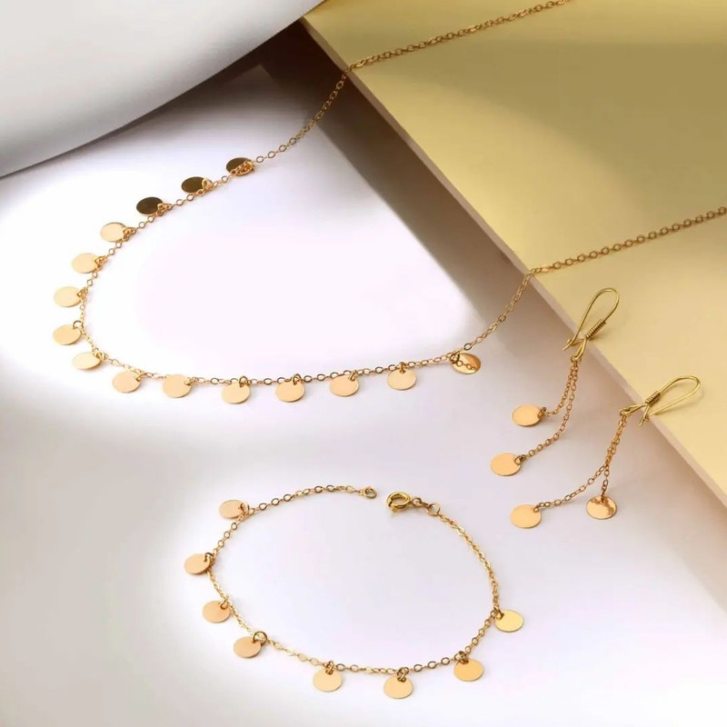 نیم ست طلا 18 عیار زنانه مدل پولکی نیم ست طلا 18 عیار زنانه مدل پولکی