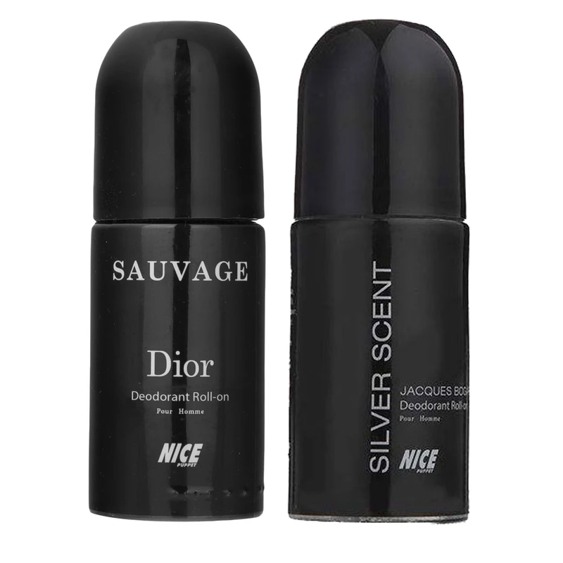 رول ضد تعریق مردانه نایس پاپت مدل silver scent حجم 60 میلی لیتر به همراه رول ضد تعریق مردانه نایس پاپت sauvage dior