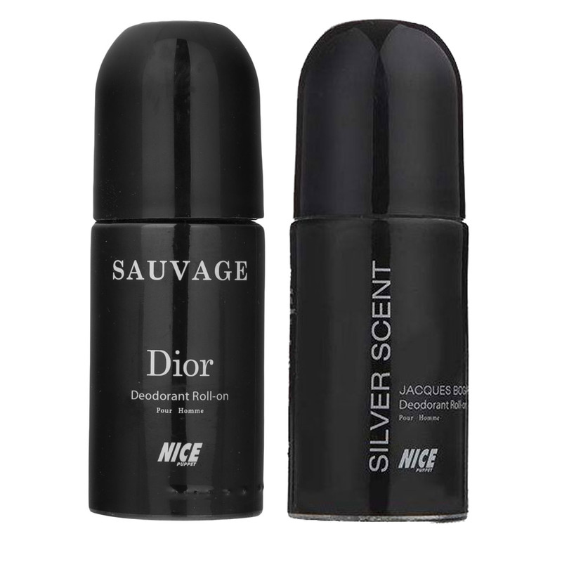 رول ضد تعریق مردانه نایس پاپت مدل silver scent حجم 60 میلی لیتر به همراه رول ضد تعریق مردانه نایس پاپت sauvage dior