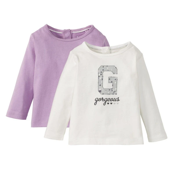 تی شرت آستین بلند نوزادی لوپیلو مدل 051Rt مجموعه 2 عددی