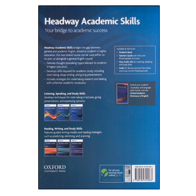 کتاب Headway Academic Skills Listening, Speaking, And Study Skills Level 3 اثر Richard Harrison انتشارات الوندپویان