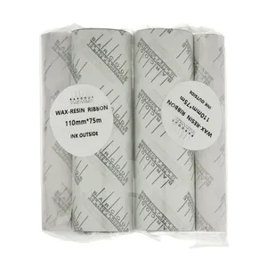 ریبون پرینتر لیبل زن بارکد مدل Wax-Resin 110 mm x 75 m بسته 2 عددی