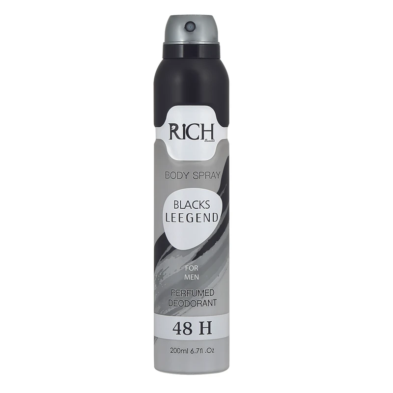 اسپری دئودورانت بدن مردانه ریچ مدل BLACKS LEEGEND حجم 200 میلی لیتر 