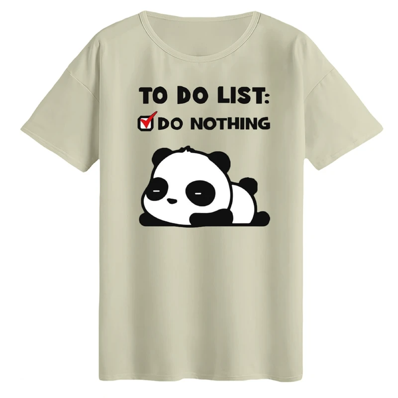 تی‌شرت لانگ آستین کوتاه زنانه مدل پاندا تنبل