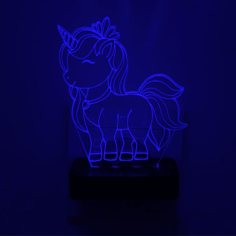 چراغ خواب اتاق کودک طرح اسب تک شاخ مدل دیواری