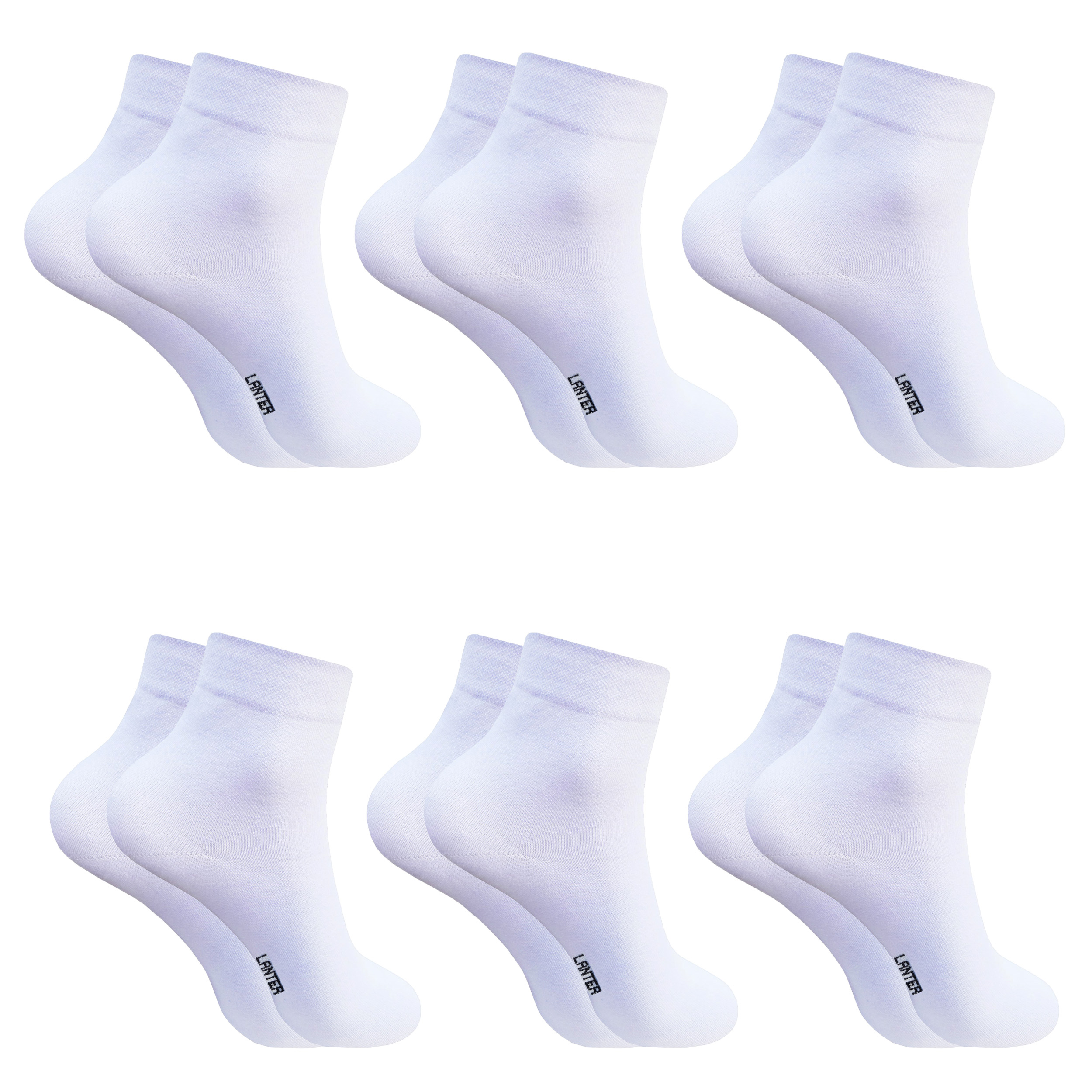 جوراب ساق کوتاه مردانه لنتر مدل ساده کد Ruellia رنگ سفید مجموعه 6 عددی