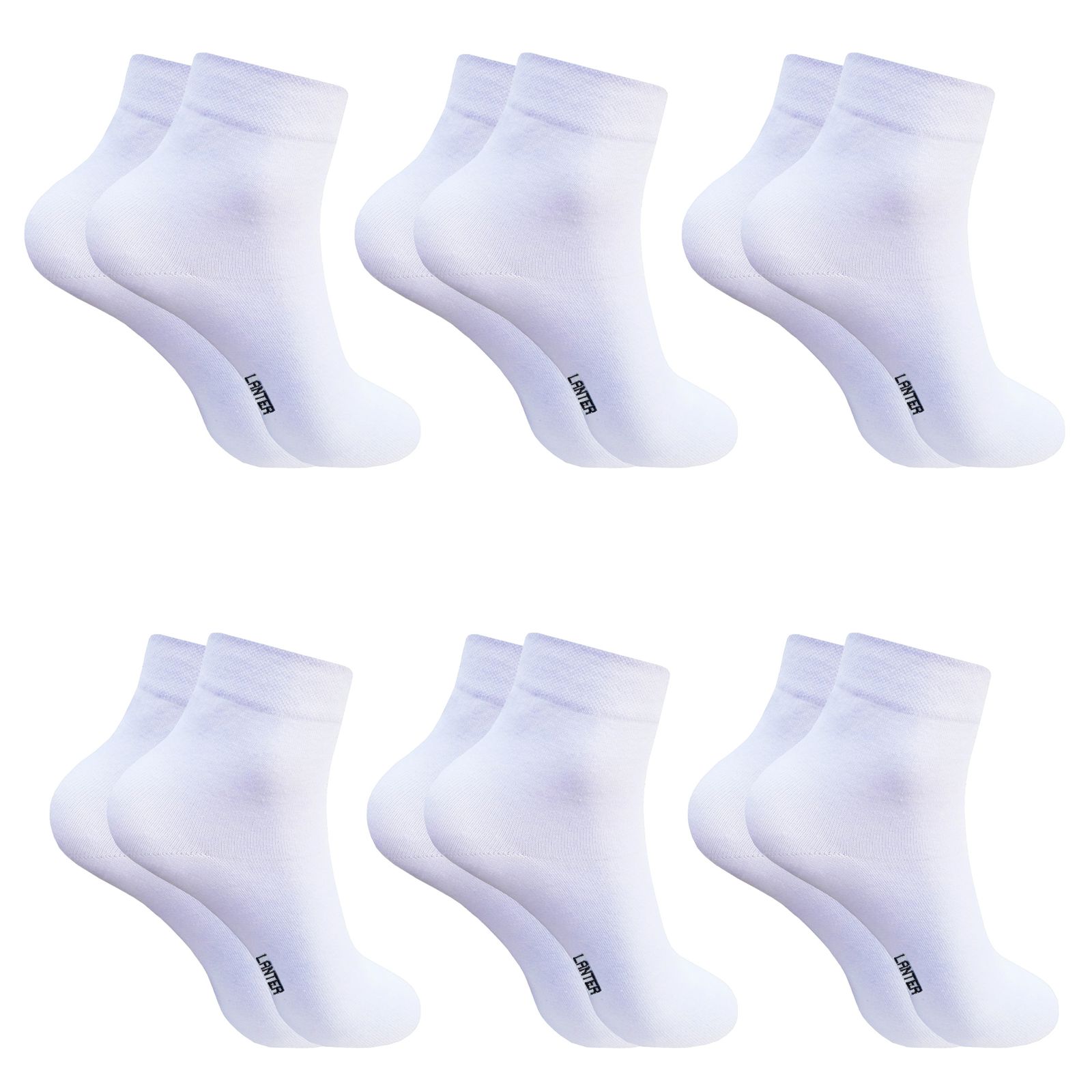 جوراب ساق کوتاه مردانه لنتر مدل ساده کد Ruellia رنگ سفید مجموعه 6 عددی -  - 1