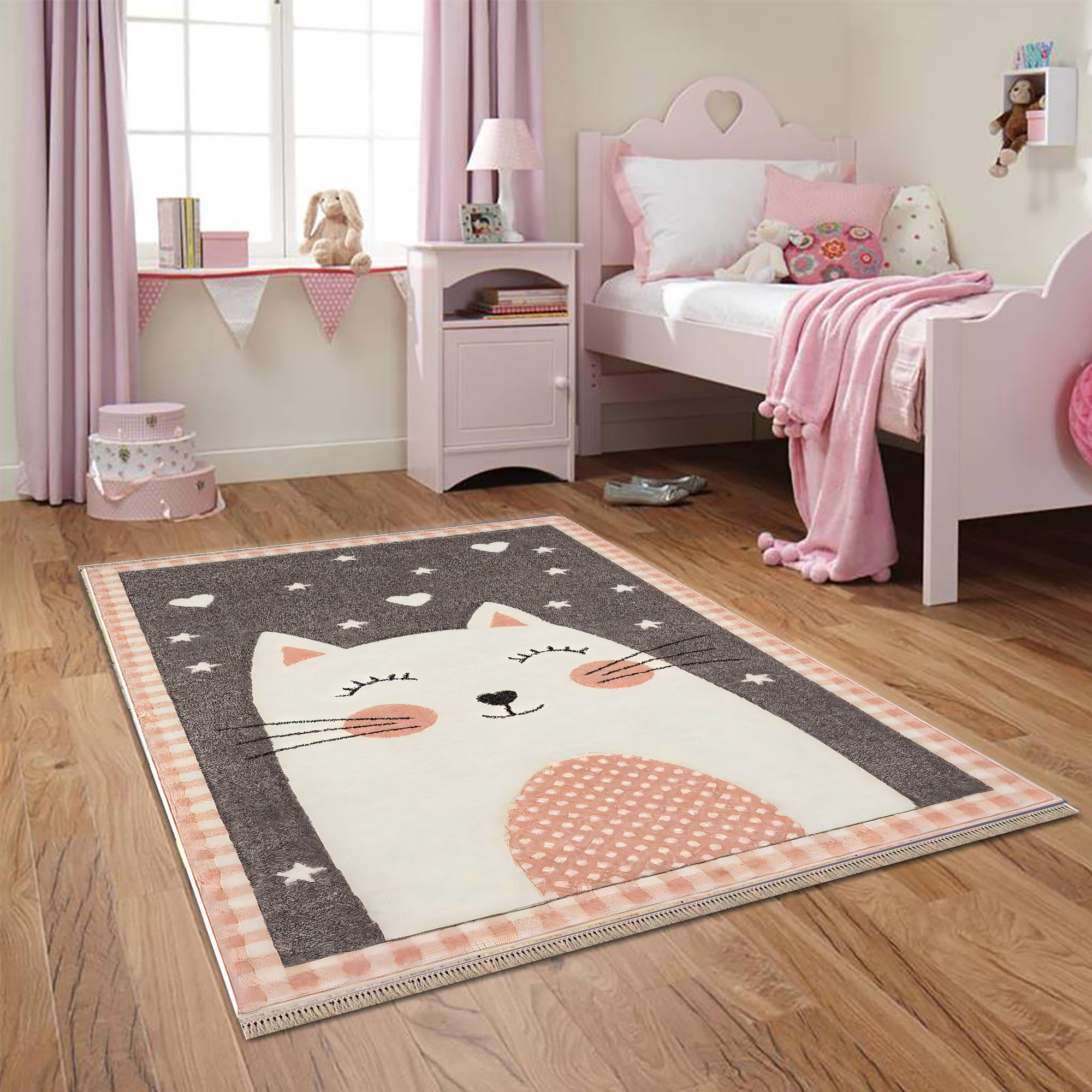 فرش ماشینی مدل ترمزدار کد A436 طرح اتاق کودک
