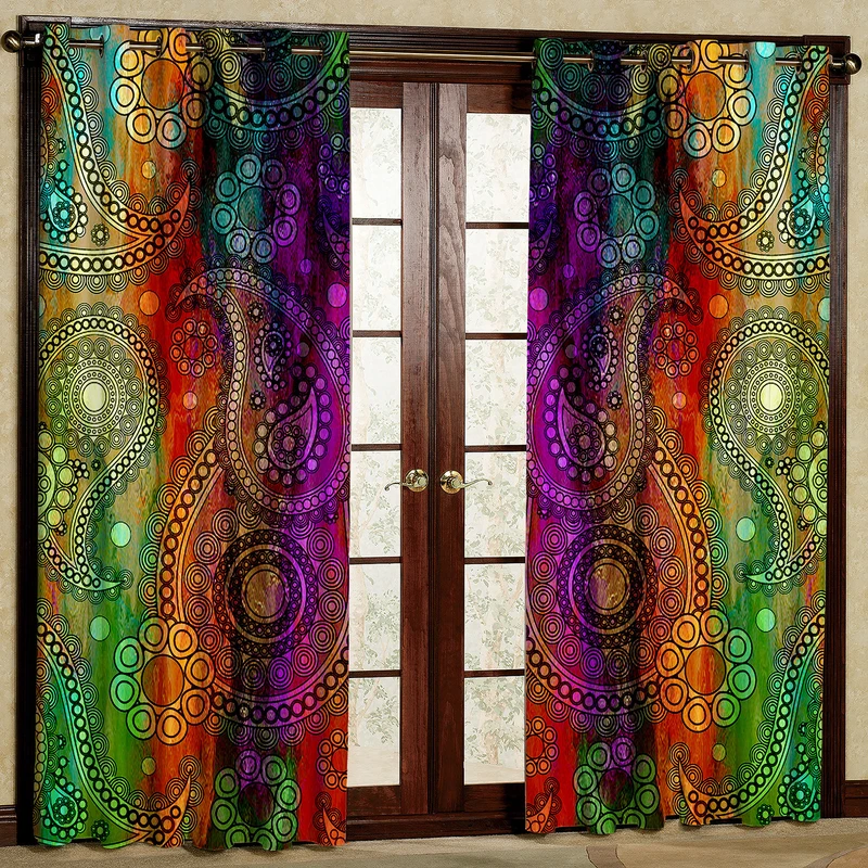 پرده مدل بته جقه مخمل پانچی کد 1244R سایز 140x280 سانتی متر