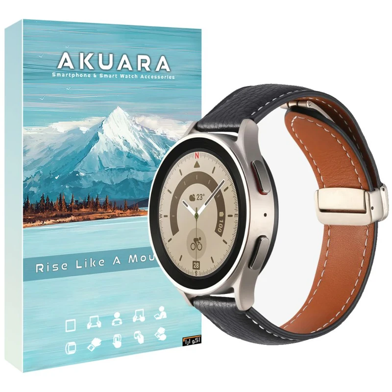 بند آکوآرا مدل Magnetic Leather AK مناسب برای ساعت هوشمند سامسونگ Galaxy Gear S3 Frontier SM-R760 / Neo R381 / Live 382