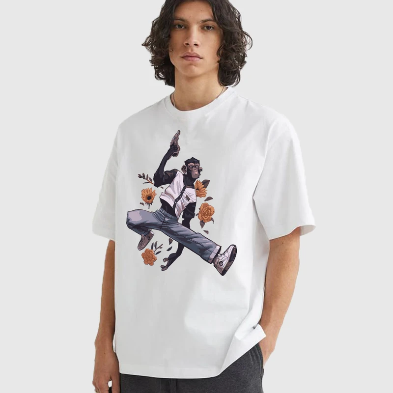 تی شرت آستین کوتاه مردانه مدل ژاپن استایل گنگ مانکی anm535