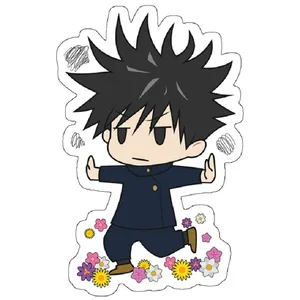 استیکر مدل Jujutsu Kaisen Fushiguro Megumi Chibi with Flowers