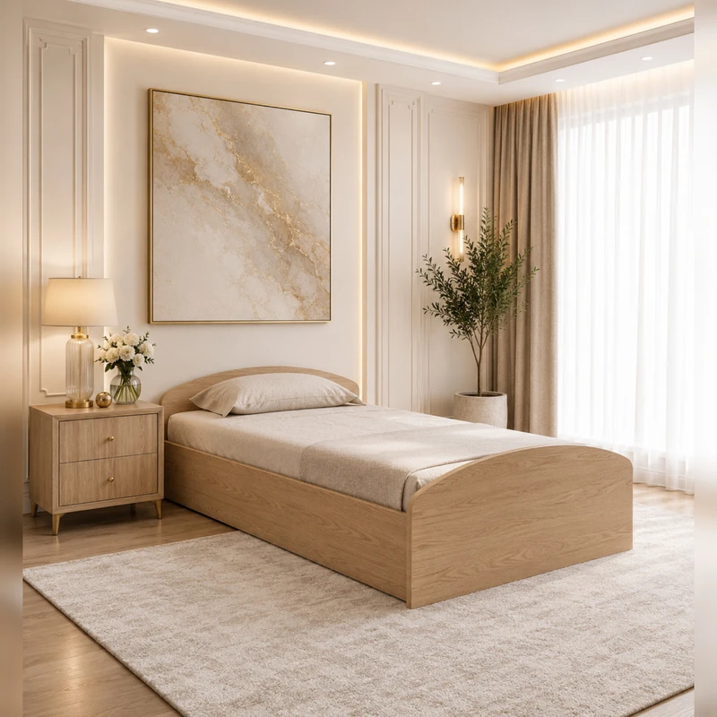 تخت‌خواب ملامینه یک نفره مدل B50 سایز 90 * 200 سانتی‌متر