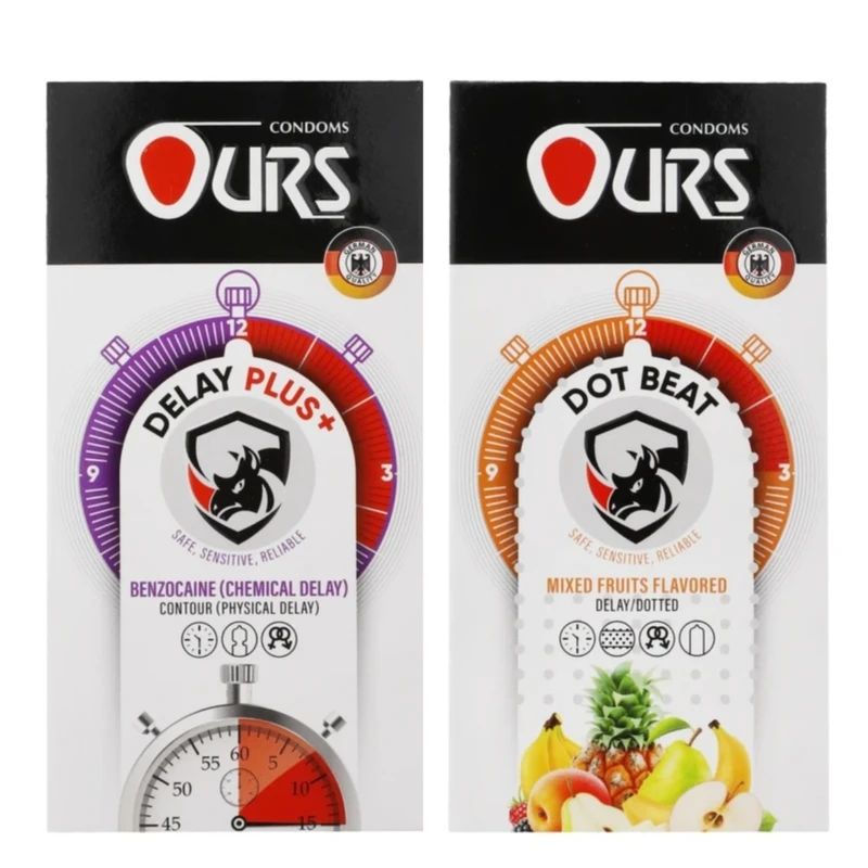 کاندوم تاخیری اورز مدل DELAY PLUS  بسته 12 عددی به همراه کاندوم خاردار اورز مدل DOT BEAT بسته 12 عددی