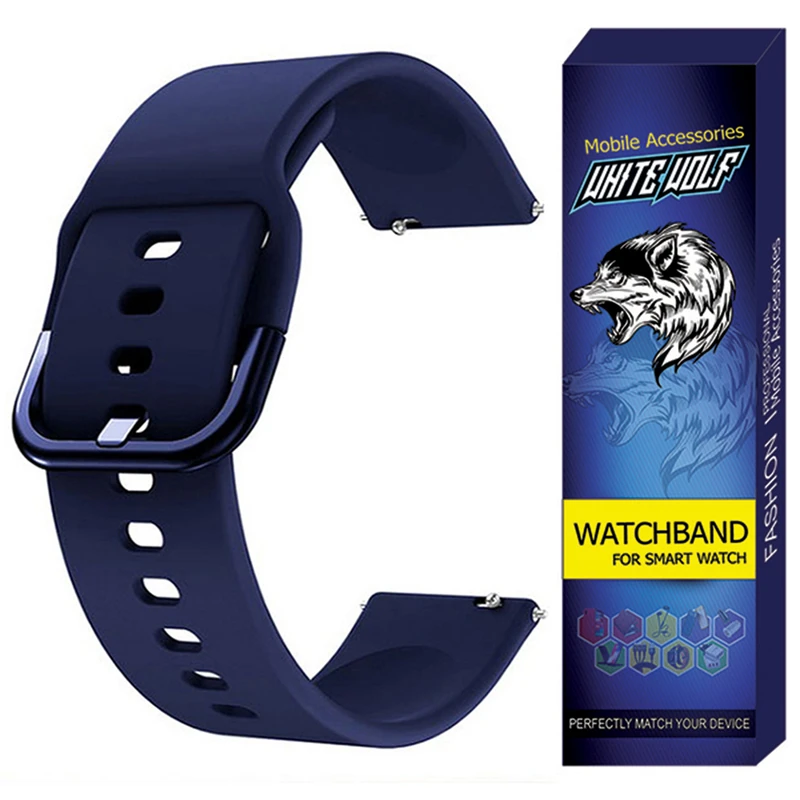 بند وایت ولف مدل WB-SIL-SQ مناسب برای ساعت هوشمند ایمیکی Smart Watch ST1 / 20mm