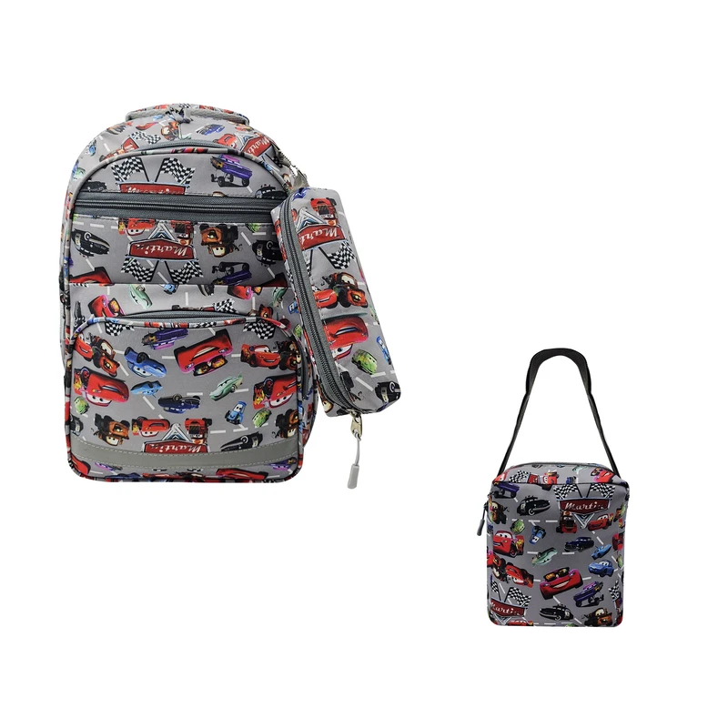 کوله پشتی سیی مدل ماشین مک کویین کد 2137.1 به همراه جامدادی و کیف غذا