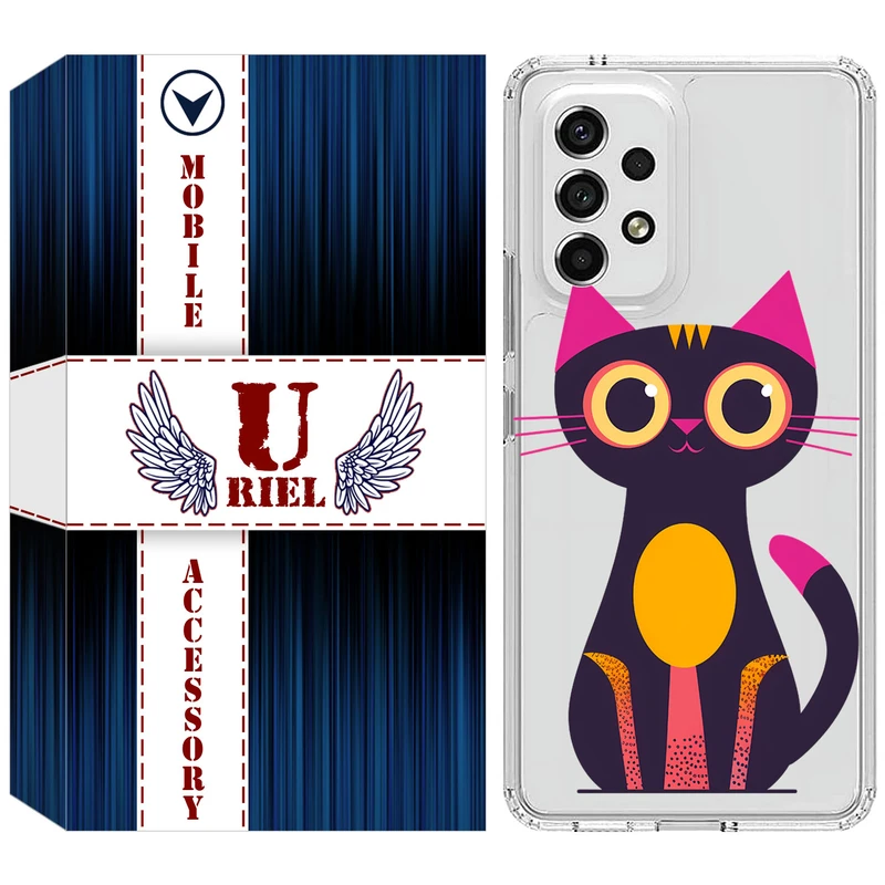 کاور ژله ای یوریل قاب مدل Clear کد 46 طرح گربه مناسب برای گوشی موبایل سامسونگ Galaxy A72