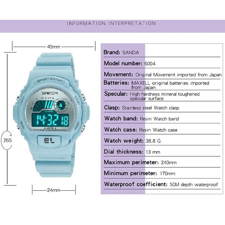 ساعت مچی دیجیتال ساندا مدل 6004 ساعت مچی دیجیتال ساندا مدل 6004