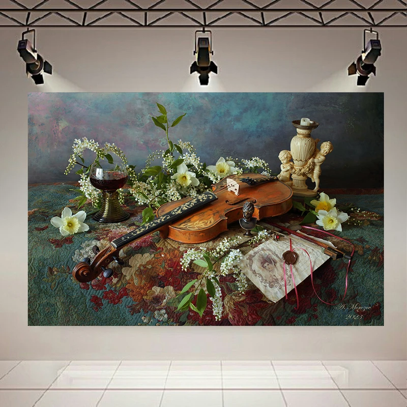 تابلو بوم طرح هنری ویالن مدل گل کد AR304650