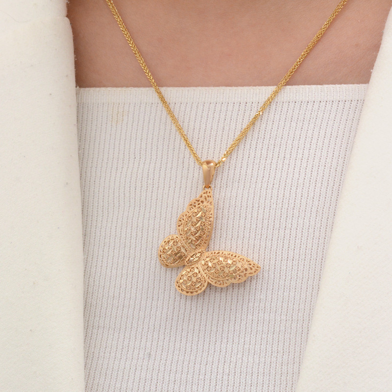 آویز گردنبند طلا 18 عیار زنانه طلای مستجابی مدل پروانه کد 122