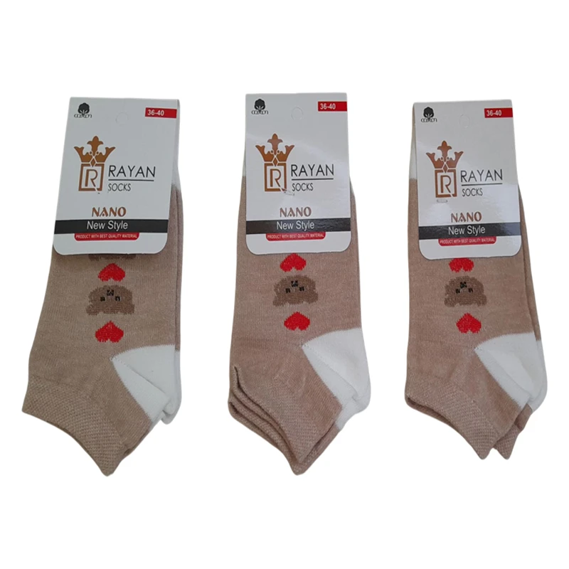 جوراب ساق کوتاه دخترانه مدل wt2 بسته 3 عددی