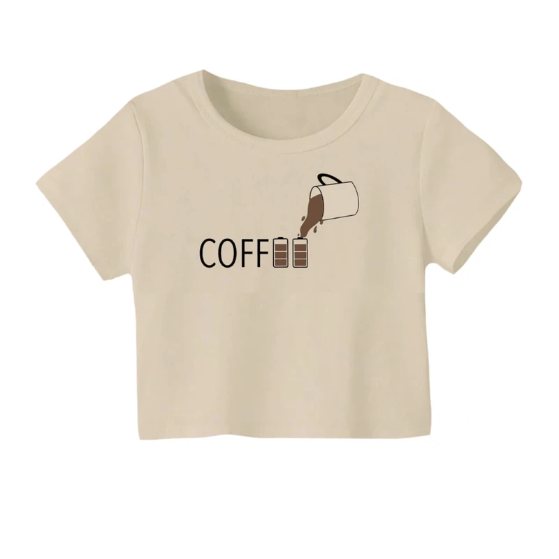 کراپ‌ تی‌شرت آستین کوتاه زنانه مدل قهوه