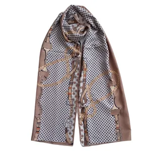 شال زنانه مدل ابریشم توییل خالخالی مربعی کمربندی کد 51