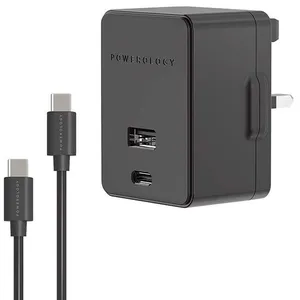 شارژر دیواری پاورولوجی مدل P36PDQCUKBK به همراه کابل تبدیل USB-C