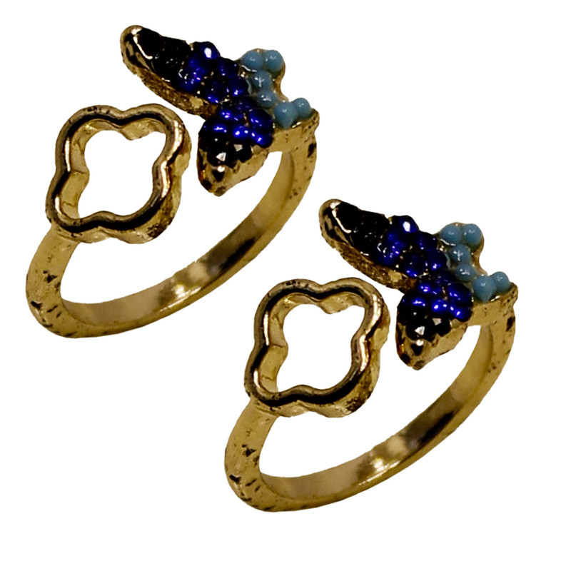 انگشتر دخترانه طرح پروانه کد RKH_1591 مجموعه 2 عددی انگشتر دخترانه طرح پروانه کد RKH_1591 مجموعه 2 عددی