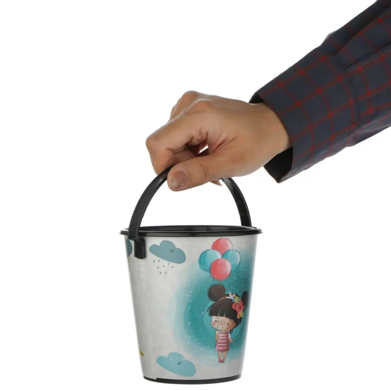 سطل زباله مدل دسته دار طرح دختر و بادکنک
