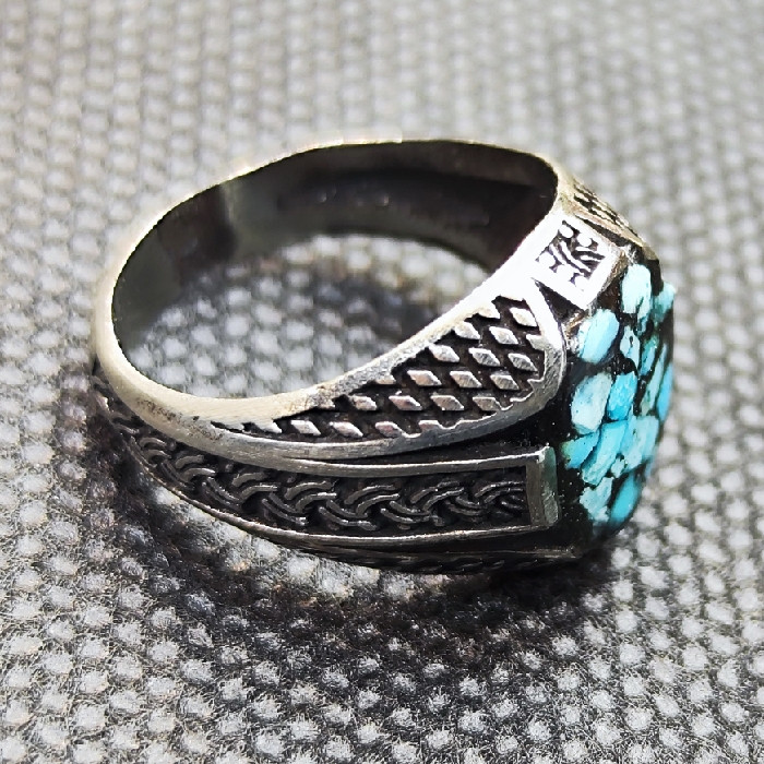 انگشتر مردانه مدل فیروزه نیشابور کد 214