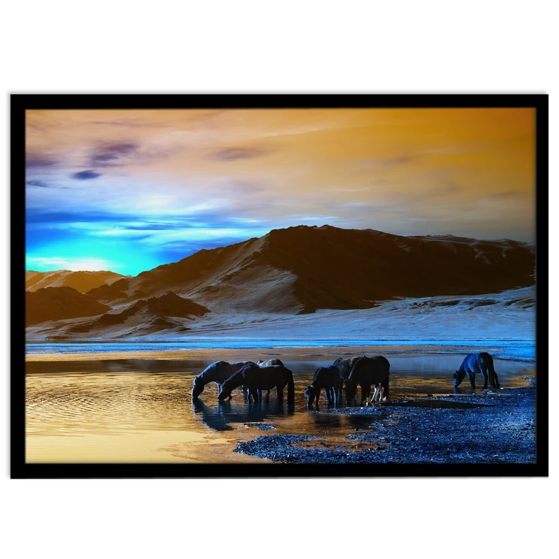 تابلو نوری بکلیت طرح منظره طبیعت اسب و دریا مدل B-S1591