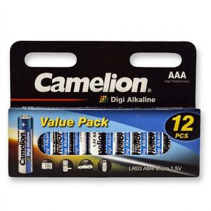 باتری نیم قلمی کملیون مدل digi alkaline بسته 12 عددی