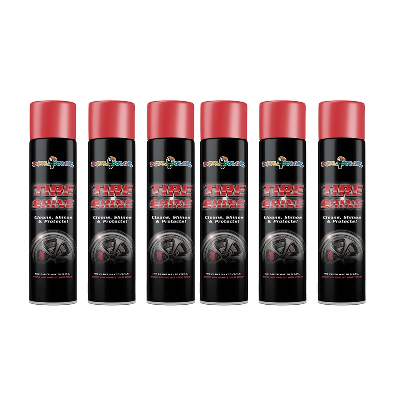 اسپری واکس و پولیش لاستیک خودرو دوپلی کالر مدل shine حجم 300 میلی لیتر مجموعه 6 عددی