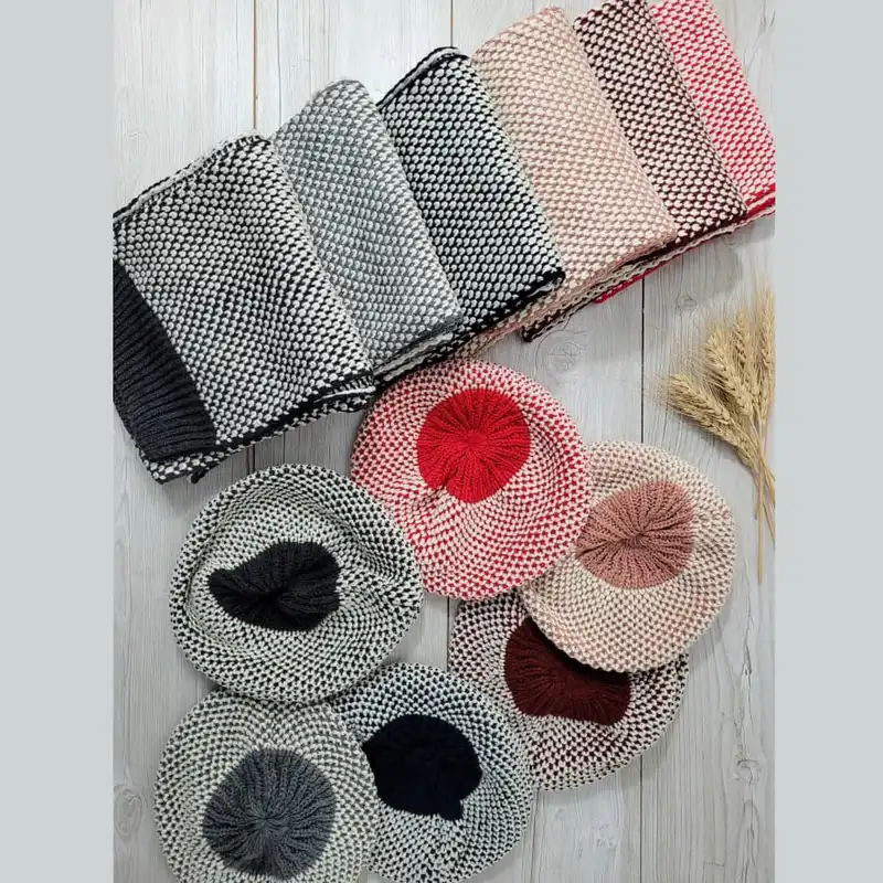 ست کلاه و شال گردن بافتنی مدل Z-0067