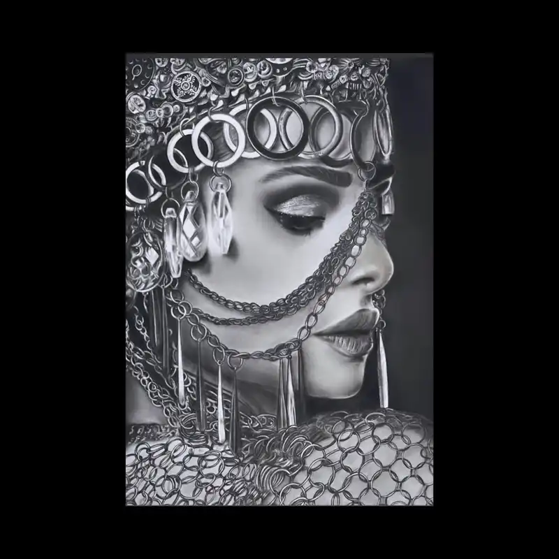 نقاشی سیاه قلم طرح بدلیجات