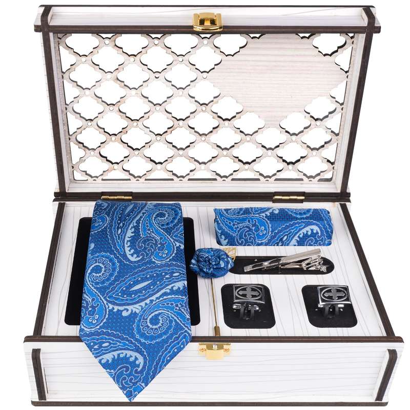ست کراوات و دستمال جیب و گل کت مردانه جیان فرانکو روسی مدل GF-PA712RE-BOX 