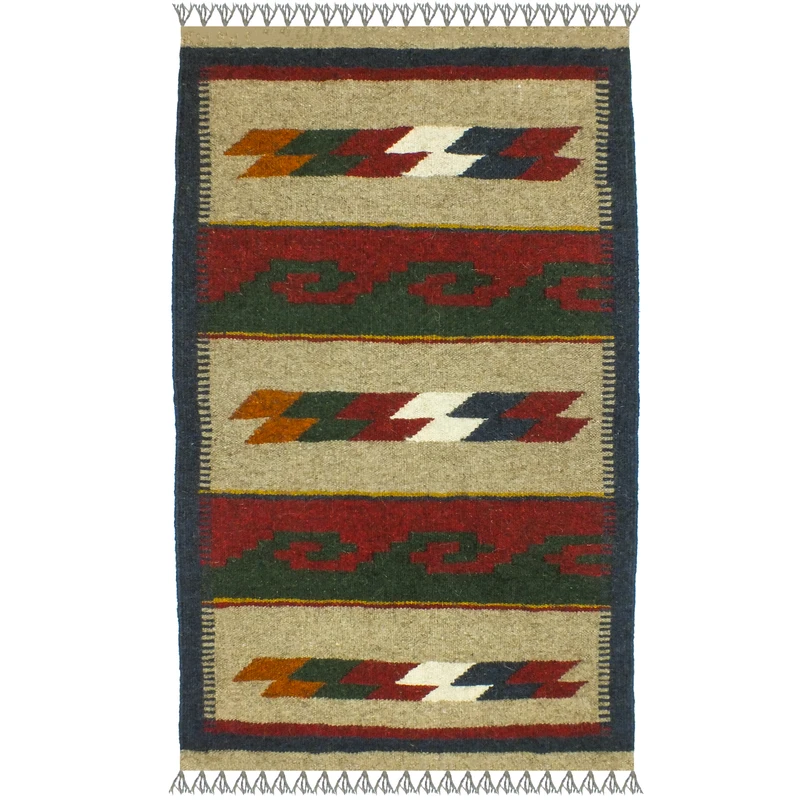 گلیم دستبافت یک متری مدل پادری شیراز کد 1732 زمینه الوان