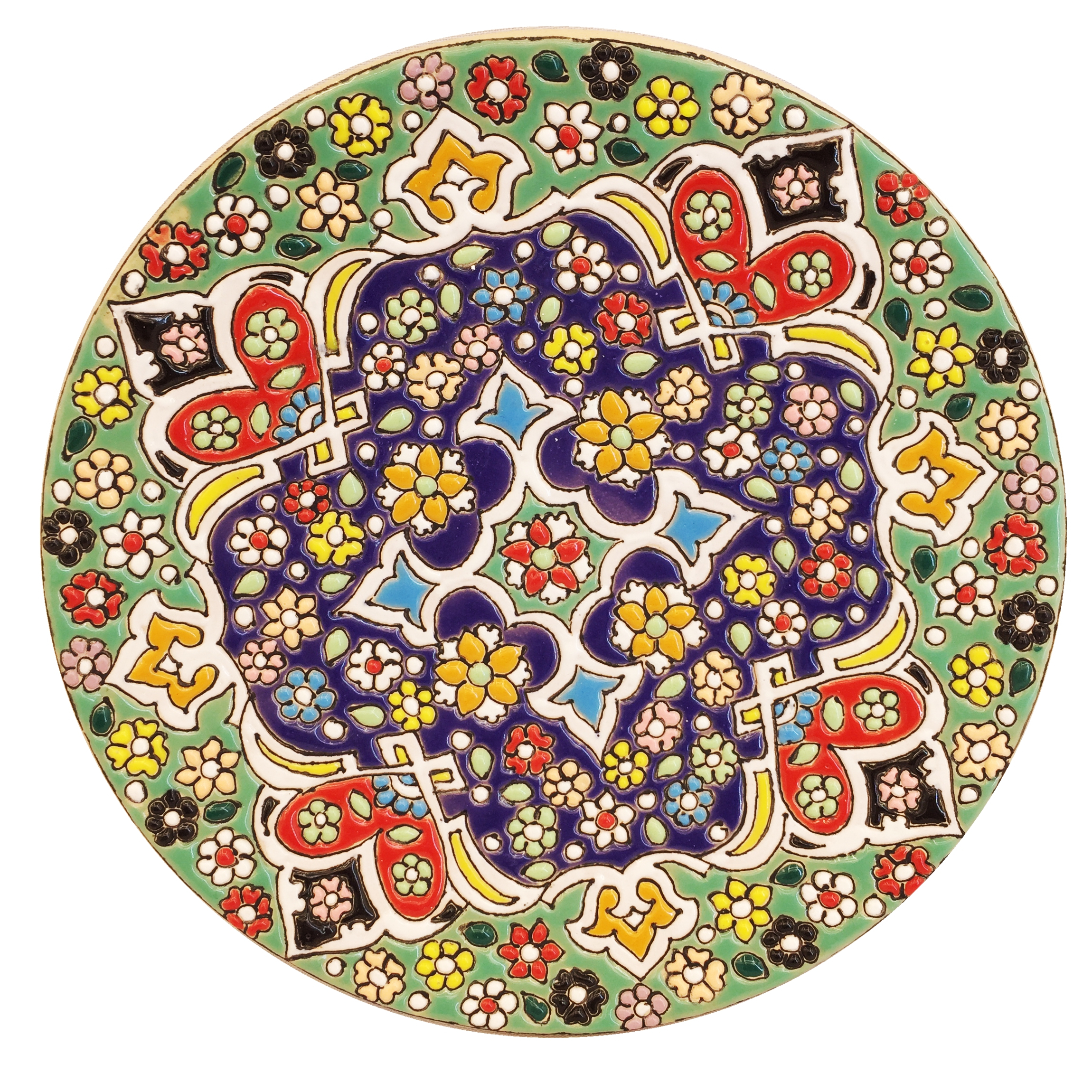 بشقاب میناکاری سفالی زمانیان کد ZMN15057