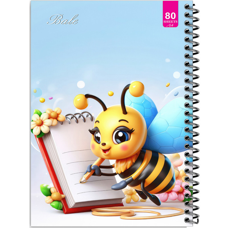 دفتر نقاشی 80 برگ بله مدل رحلی طرح فانتزی زنبور نقاش کد A4-M452
