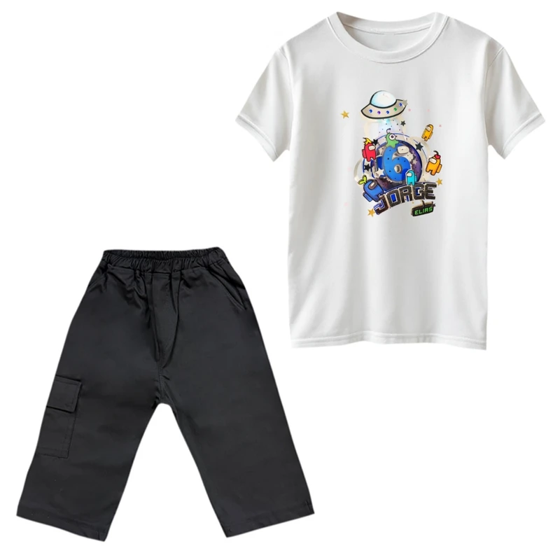 ست تی‌شرت و شلوارک پسرانه مدل امانگ آس کد 5