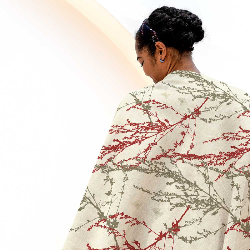 شال مبل طرح گل عروس کد Q2SH1080 سایز 100x180 سانتی متر