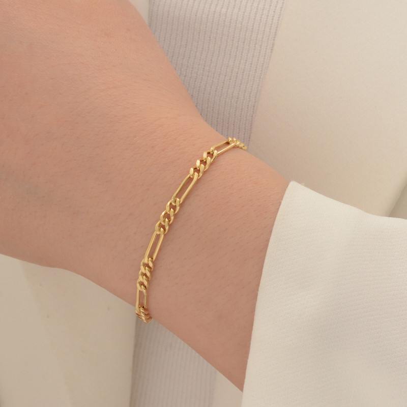 دستبند طلا 18 عیار زنانه الن نار مدل فيگارو گلستانه ELN19 دستبند طلا 18 عیار زنانه الن نار مدل فيگارو گلستانه ELN19