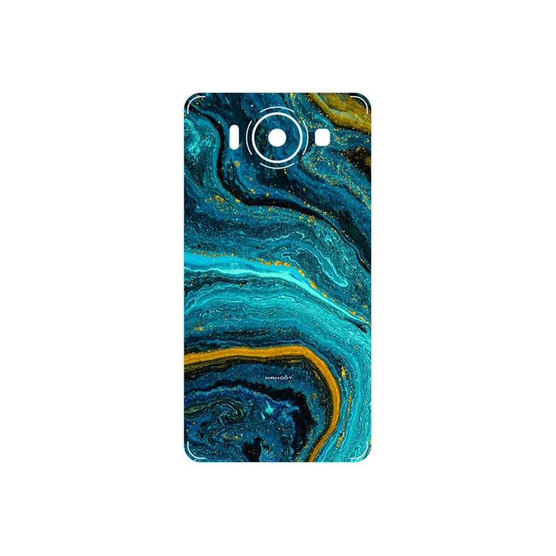برچسب پوششی ماهوت مدل Turquoise marblewith golden streaks مناسب برای گوشی موبایل مایکروسافت Lumia 950