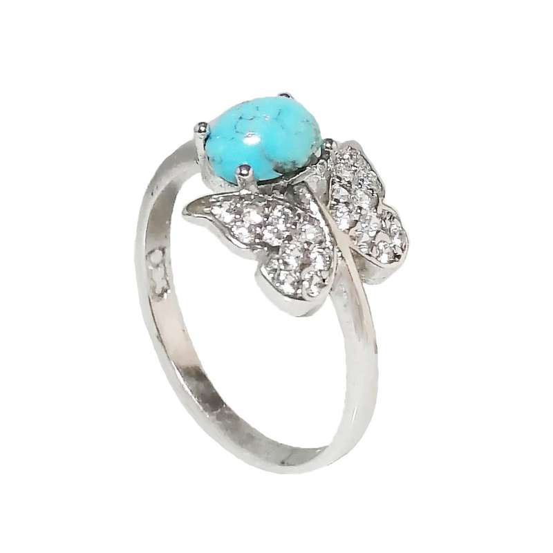 انگشتر نقره زنانه مدل فیروزه نیشابور FW3020