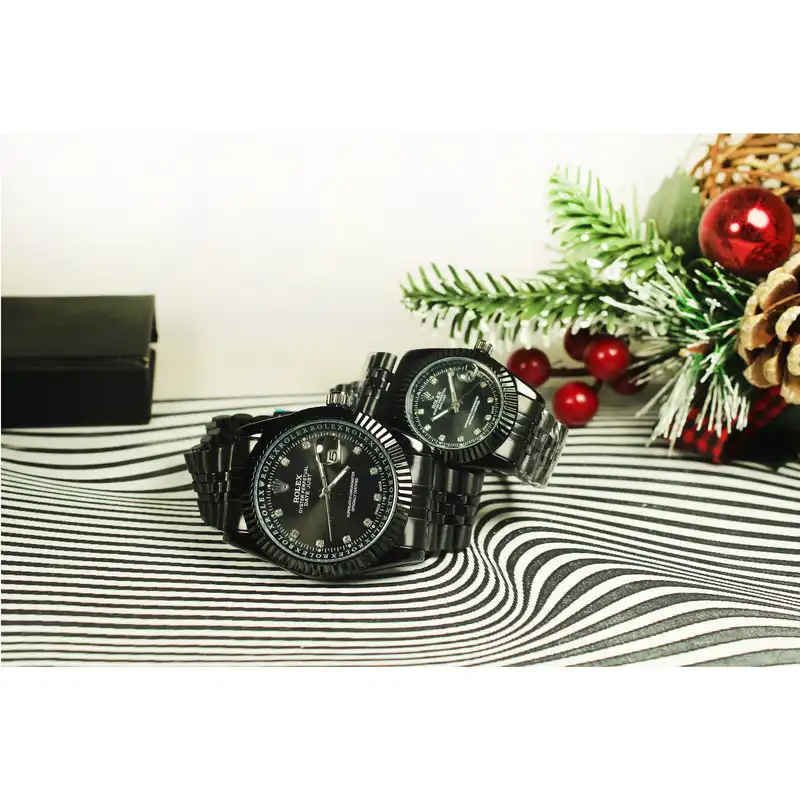 ست ساعت مچی عقربه ای زنانه و مردانه مدل تقویم دار Rol-009