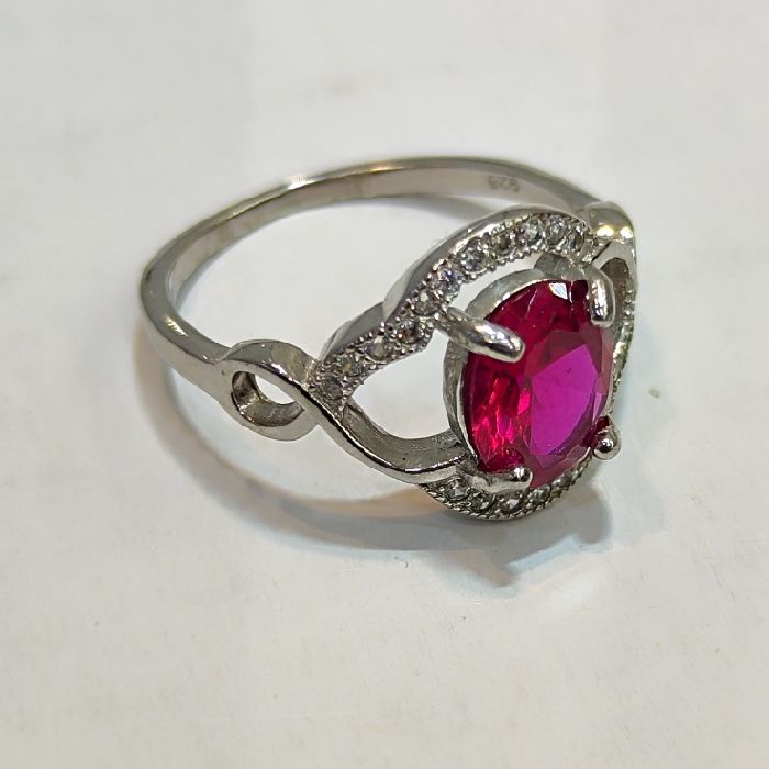 انگشتر نقره زنانه مدل یاقوت کد 1400 - - 4