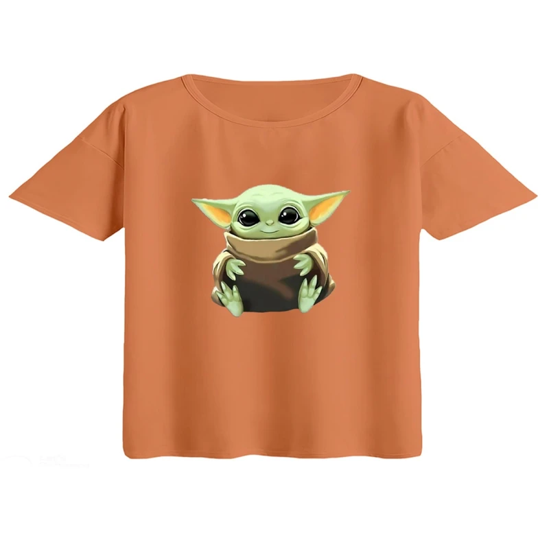 کراپ تی‌شرت آستین کوتاه زنانه مدل بیبی یودا کد۱۵